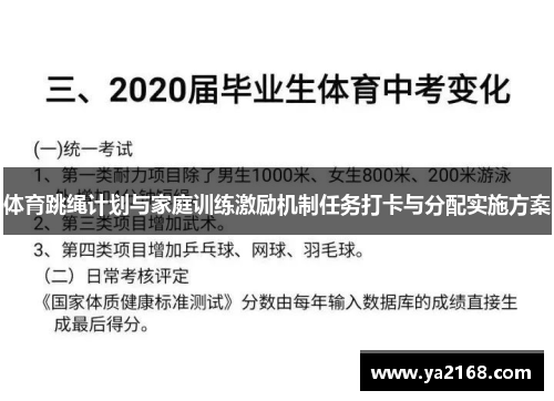 体育跳绳计划与家庭训练激励机制任务打卡与分配实施方案